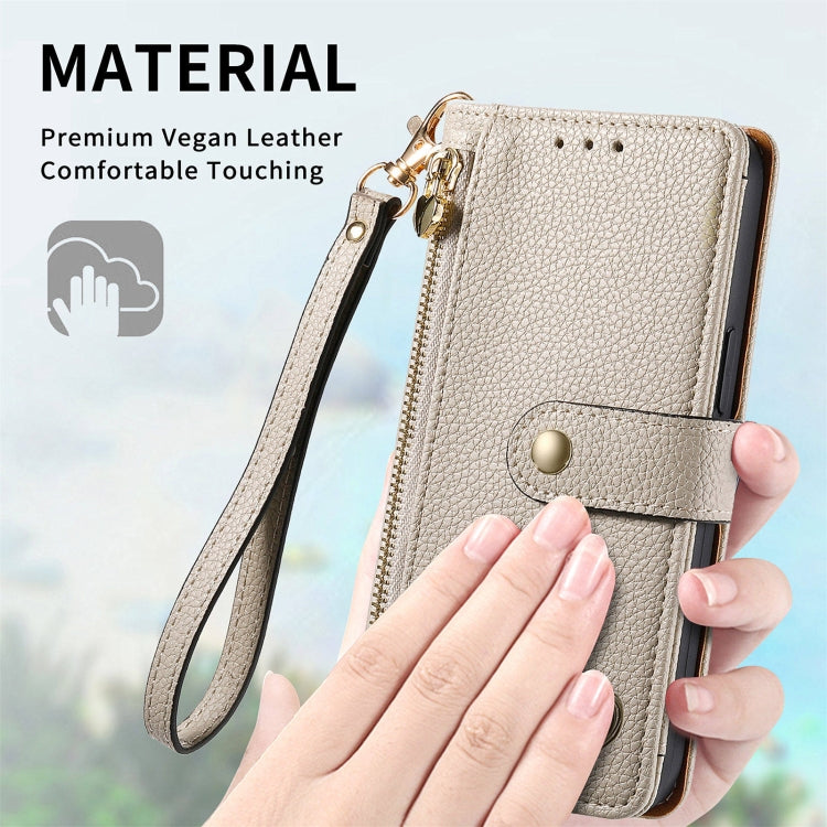 For Huawei Pura 70 Love Zipper Lanyard Leather Phone Case(Gray)