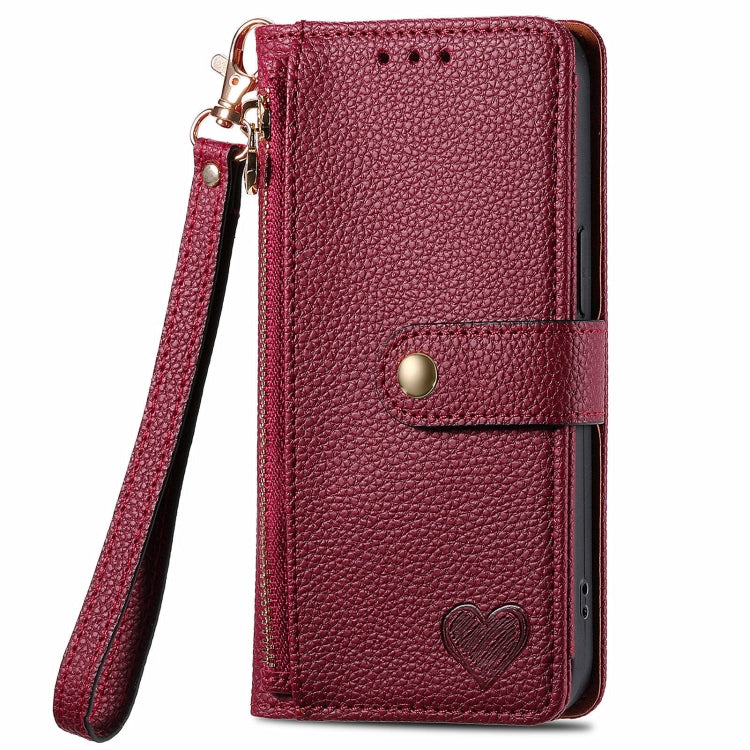 For Huawei Pura 70 Love Zipper Lanyard Leather Phone Case(Red)