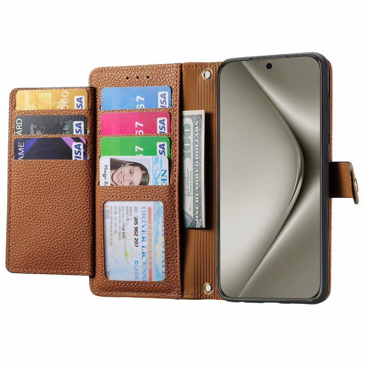 For Huawei Pura 70 Pro Love Zipper Lanyard Leather Phone Case(Brown)