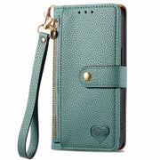 For Huawei Pura 70 Pro Love Zipper Lanyard Leather Phone Case(Green)