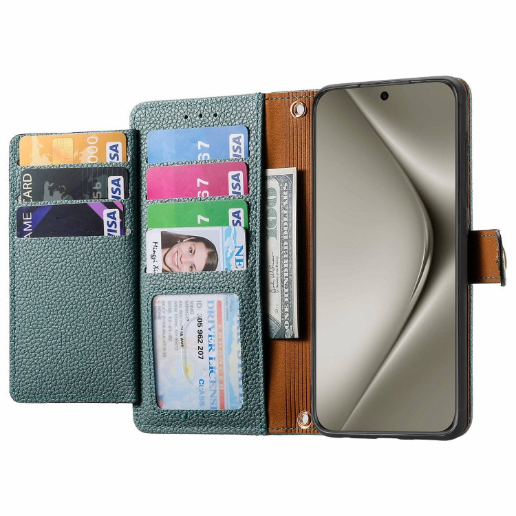 For Huawei Pura 70 Pro Love Zipper Lanyard Leather Phone Case(Green)