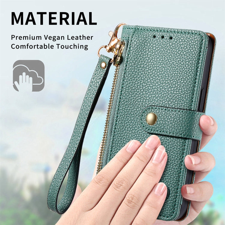For Huawei Pura 70 Pro Love Zipper Lanyard Leather Phone Case(Green)