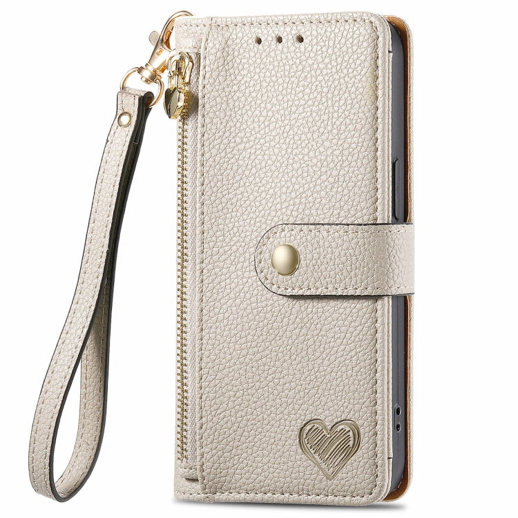 For Huawei Pura 70 Pro Love Zipper Lanyard Leather Phone Case(Gray)