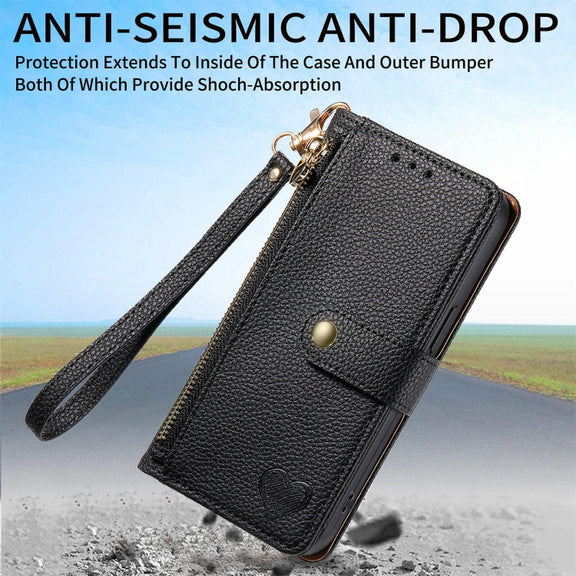 For Huawei Pura 70 Pro+ Love Zipper Lanyard Leather Phone Case(Black)