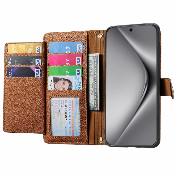 For Huawei Pura 70 Pro+ Love Zipper Lanyard Leather Phone Case(Brown)