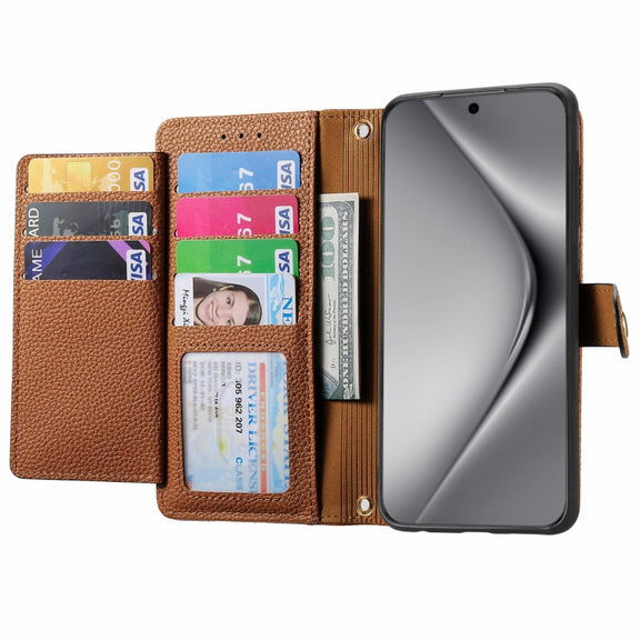 For Huawei Pura 70 Pro+ Love Zipper Lanyard Leather Phone Case(Brown)