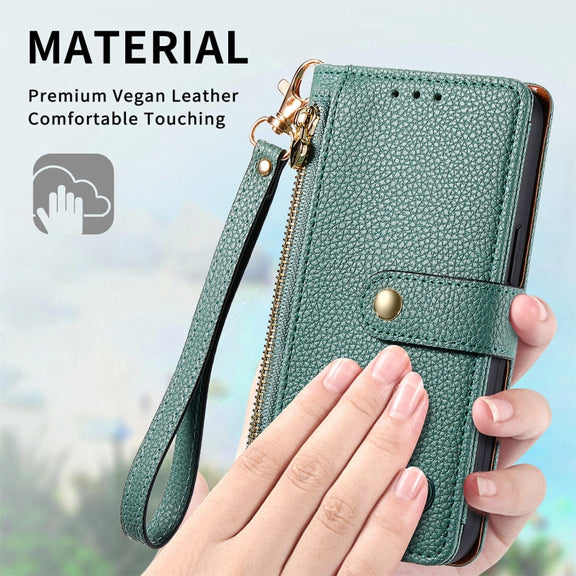 For Huawei Pura 70 Pro+ Love Zipper Lanyard Leather Phone Case(Green)