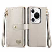 For Huawei Pura 70 Pro+ Love Zipper Lanyard Leather Phone Case(Gray)