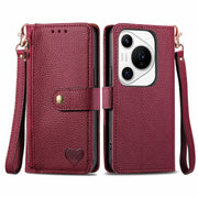 For Huawei Pura 70 Pro+ Love Zipper Lanyard Leather Phone Case(Red)
