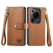 For Huawei Pura 70 Ultra Love Zipper Lanyard Leather Phone Case(Brown)