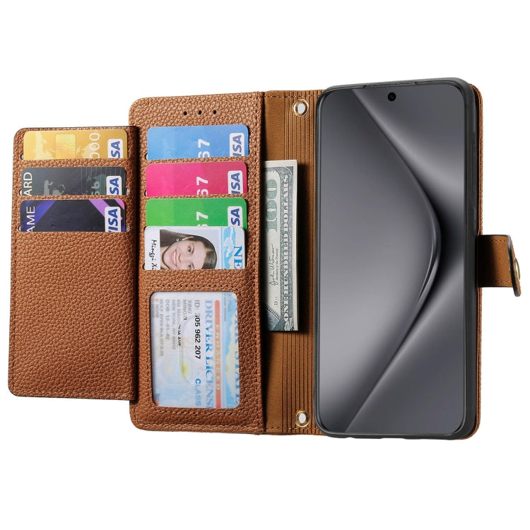 For Huawei Pura 70 Ultra Love Zipper Lanyard Leather Phone Case(Brown)