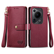 For Huawei Pura 70 Ultra Love Zipper Lanyard Leather Phone Case(Red)