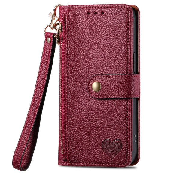 For Huawei Pura 70 Ultra Love Zipper Lanyard Leather Phone Case(Red)