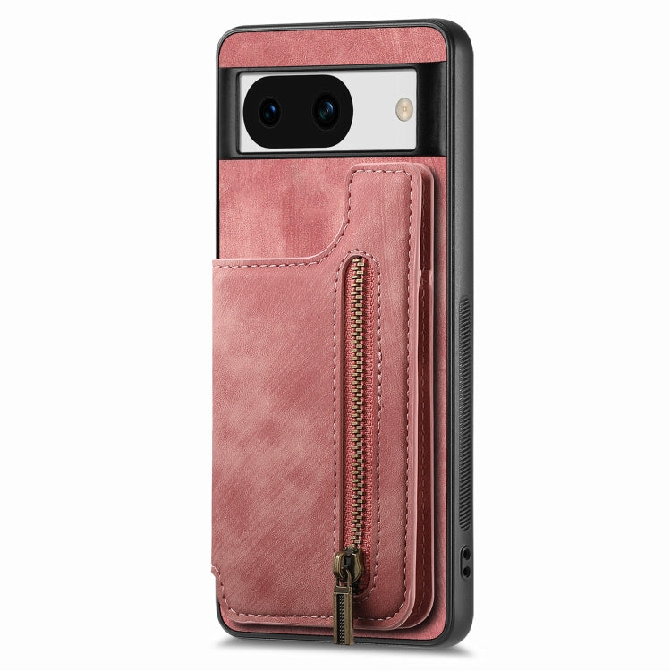 For Google Pixel 9 / 9 Pro Retro Leather Zipper Wallet Back Phone Case(Pink)