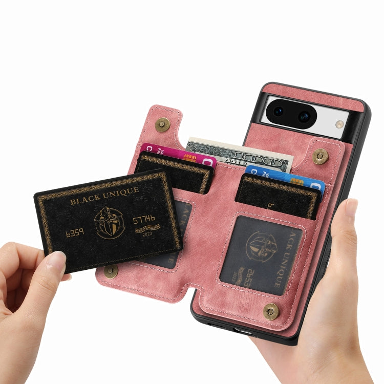 For Google Pixel 9 / 9 Pro Retro Leather Zipper Wallet Back Phone Case(Pink)