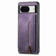 For Google Pixel 9 / 9 Pro Retro Leather Zipper Wallet Back Phone Case(Purple)