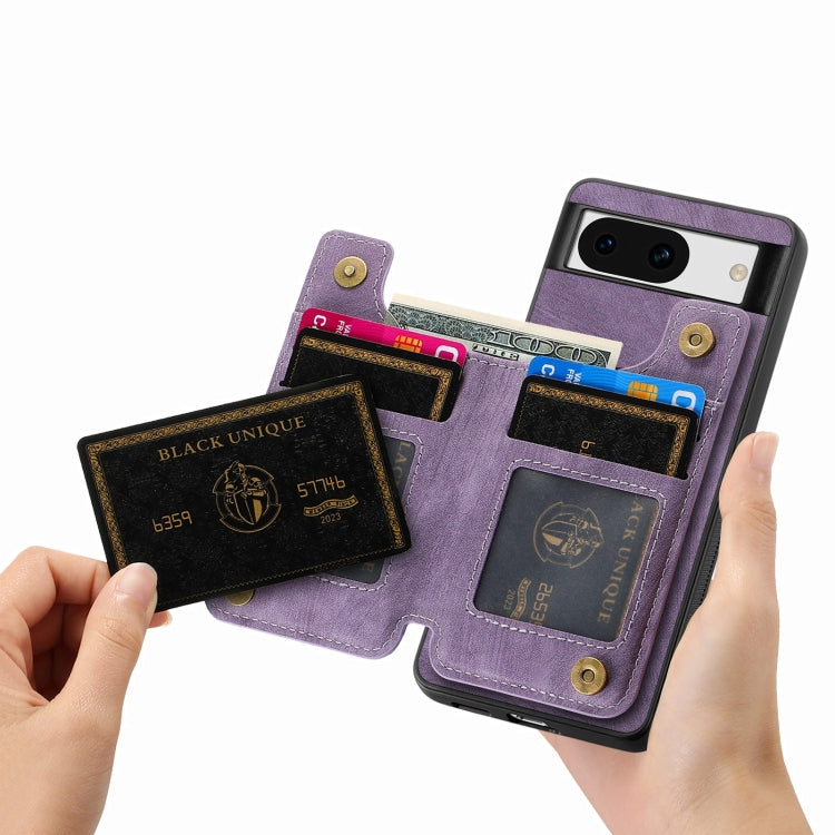 For Google Pixel 9 / 9 Pro Retro Leather Zipper Wallet Back Phone Case(Purple)