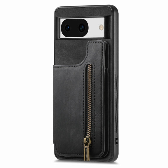 For Google Pixel 9 / 9 Pro Retro Leather Zipper Wallet Back Phone Case(Black)