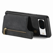 For Google Pixel 9 / 9 Pro Retro Leather Zipper Wallet Back Phone Case(Black)