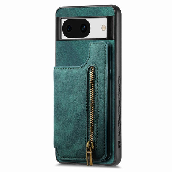 For Google Pixel 9 / 9 Pro Retro Leather Zipper Wallet Back Phone Case(Green)