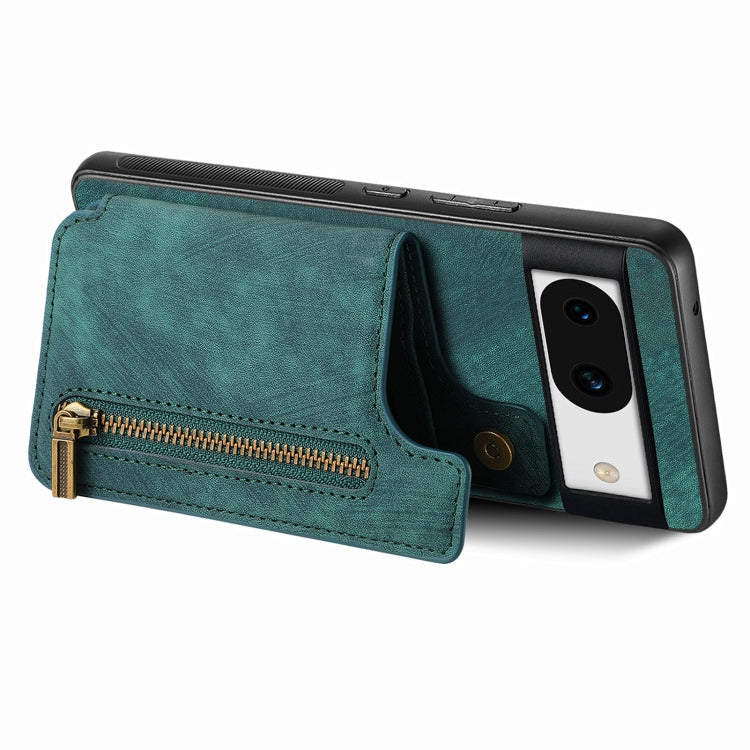 For Google Pixel 9 / 9 Pro Retro Leather Zipper Wallet Back Phone Case(Green)