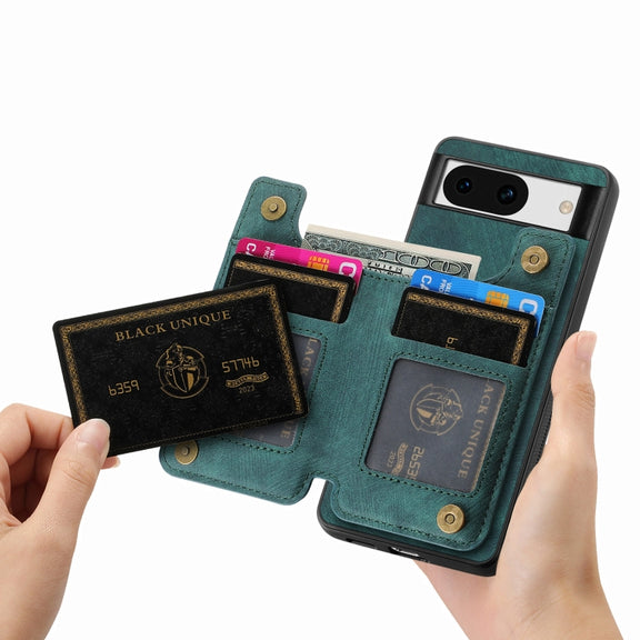 For Google Pixel 9 / 9 Pro Retro Leather Zipper Wallet Back Phone Case(Green)
