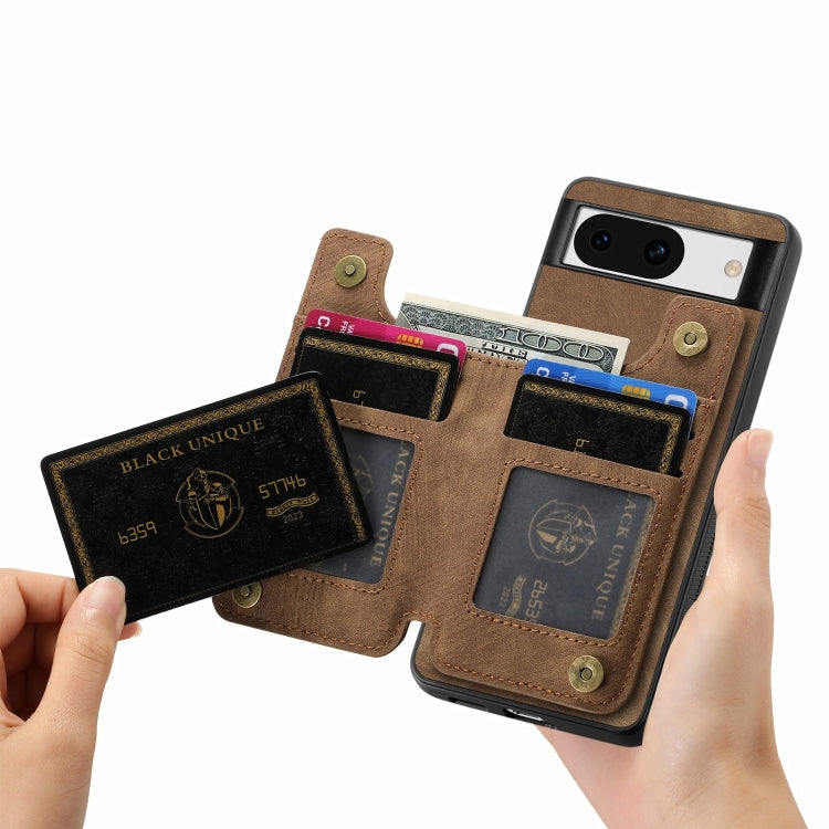 For Google Pixel 9 Pro XL Retro Leather Zipper Wallet Back Phone Case(Brown)