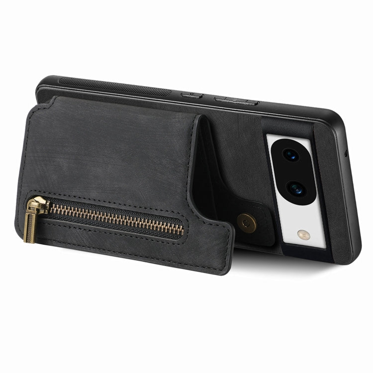 For Google Pixel 9 Pro XL Retro Leather Zipper Wallet Back Phone Case(Black)