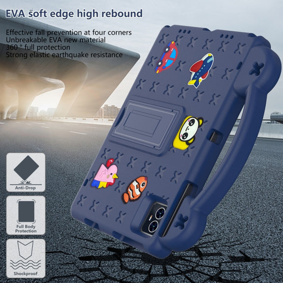 For Blackview Tab 80 10.1 2023 Handle Kickstand Children EVA Shockproof Tablet Case(Navy Blue)