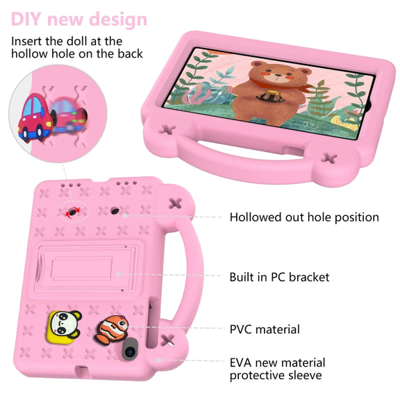 For Walmart Onn 7.0 Gen4 2024 Handle Kickstand Children EVA Shockproof Tablet Case(Pink)