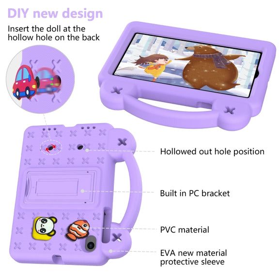 For Walmart Onn 7.0 Gen4 2024 Handle Kickstand Children EVA Shockproof Tablet Case(Light Purple)