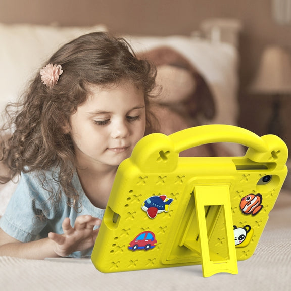 For Walmart Onn 7.0 Gen4 2024 Handle Kickstand Children EVA Shockproof Tablet Case(Yellow)