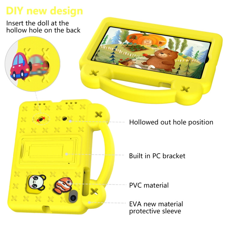For Walmart Onn 7.0 Gen4 2024 Handle Kickstand Children EVA Shockproof Tablet Case(Yellow)