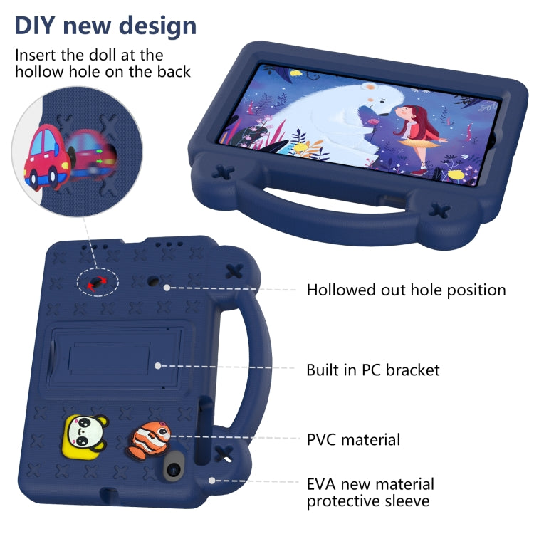 For Walmart Onn 7.0 Gen4 2024 Handle Kickstand Children EVA Shockproof Tablet Case(Navy Blue)