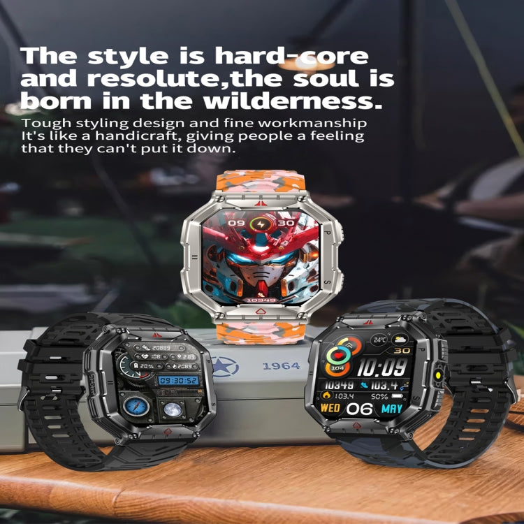KR82 2.1 inch Color Screen Smart Watch, Support Bluetooth Call / Wellness Tracking(Black)