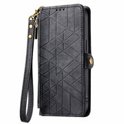 For Huawei Pura 70 Geometric Zipper Wallet Side Buckle Leather Phone Case(Black)