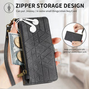For Huawei Pura 70 Geometric Zipper Wallet Side Buckle Leather Phone Case(Black)