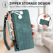 For Huawei Pura 70 Geometric Zipper Wallet Side Buckle Leather Phone Case(Green)