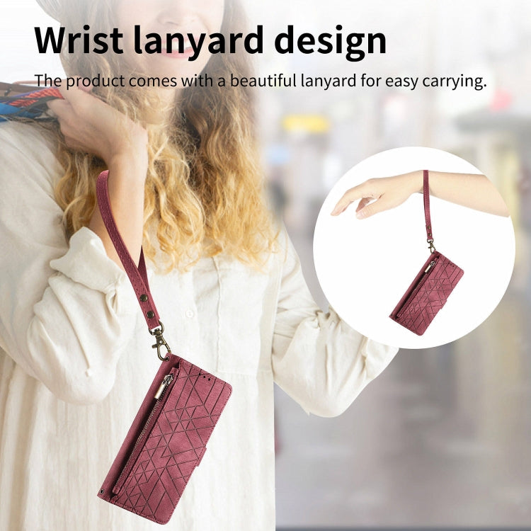For Huawei Pura 70 Geometric Zipper Wallet Side Buckle Leather Phone Case(Red)