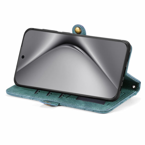 For Huawei Pura 70 Pro+ Geometric Zipper Wallet Side Buckle Leather Phone Case(Green)