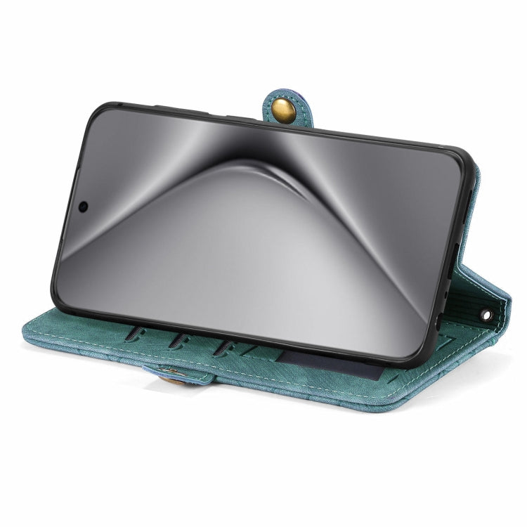 For Huawei Pura 70 Pro+ Geometric Zipper Wallet Side Buckle Leather Phone Case(Green)