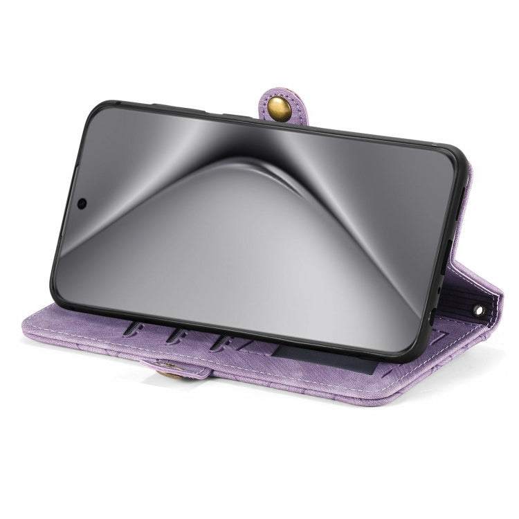 For Huawei Pura 70 Pro+ Geometric Zipper Wallet Side Buckle Leather Phone Case(Purple)