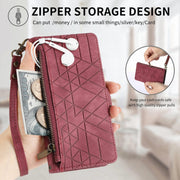 For Huawei Pura 70 Pro+ Geometric Zipper Wallet Side Buckle Leather Phone Case(Red)