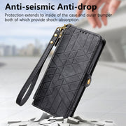 For Huawei Pura 70 Ultra Geometric Zipper Wallet Side Buckle Leather Phone Case(Black)