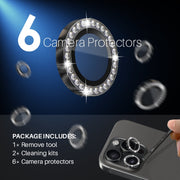 For iPhone 15 Pro / 15 Pro Max NORTHJO 2 Set 6Pcs Camera Lens Protector Diamond Metal Ring Film(Graphite)