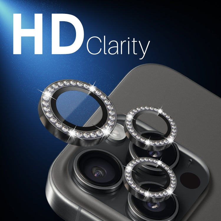 For iPhone 15 Pro / 15 Pro Max NORTHJO 2 Set 6Pcs Camera Lens Protector Diamond Metal Ring Film(Graphite)