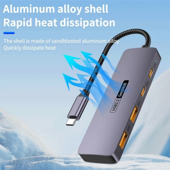 T-508 4-in-1 Type-C Docking Station USB 3.2 Hub Notebook Tablet Smartphone Splitter Converter