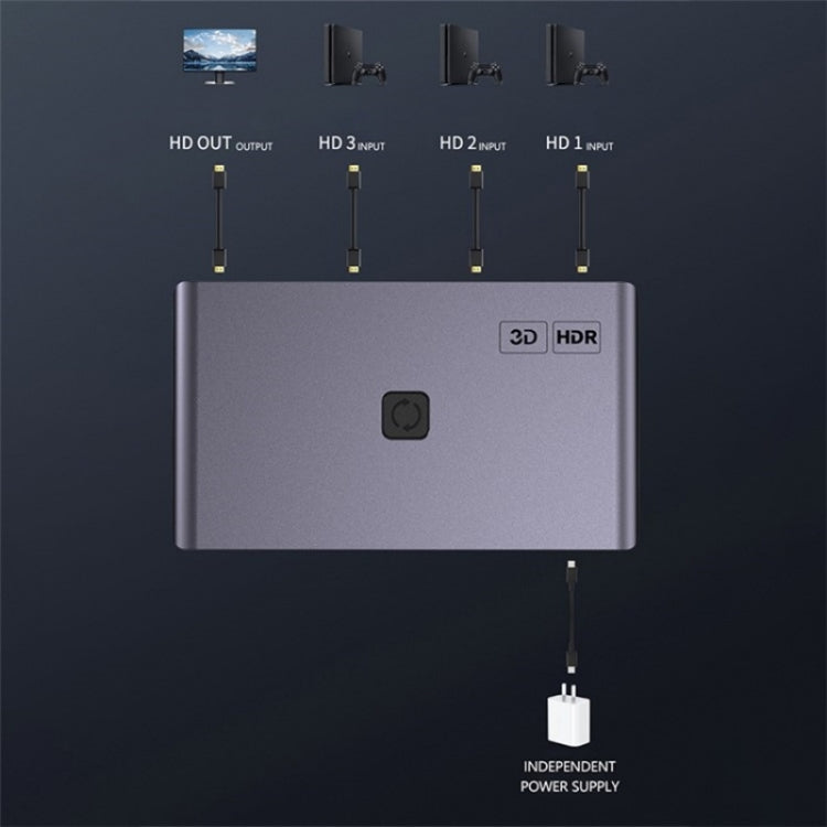 Q301 4K / 60hz HD Video Aluminum Alloy Adapter 3 Input 1 Output HDMI Switcher