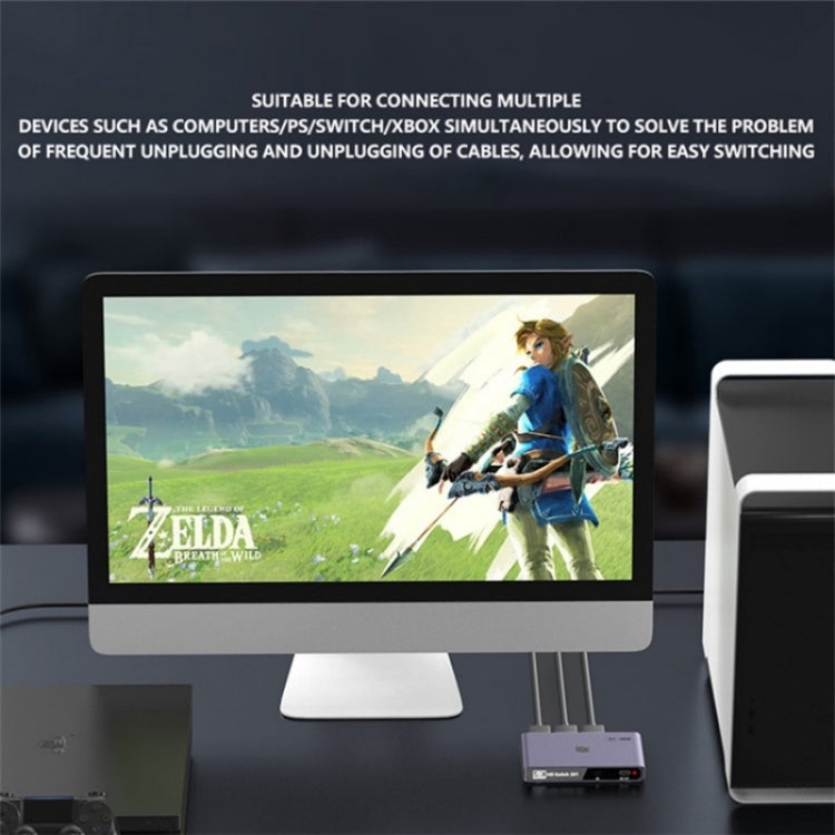 Q301 4K / 60hz HD Video Aluminum Alloy Adapter 3 Input 1 Output HDMI Switcher