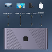 Q802 Aluminum Alloy 8K HD Video Splitter HDR 2 in 1 Out Mirror Screens Video Transfer Adapter
